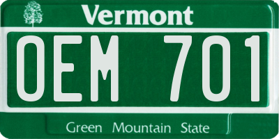 VT license plate OEM701