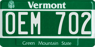 VT license plate OEM702