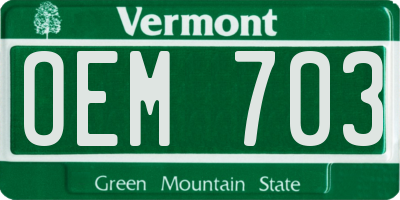 VT license plate OEM703