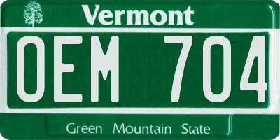 VT license plate OEM704