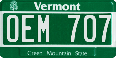 VT license plate OEM707