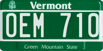 VT license plate OEM710