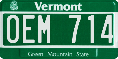 VT license plate OEM714