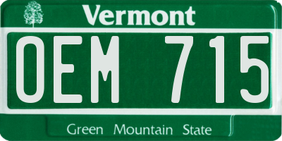 VT license plate OEM715