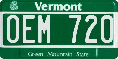 VT license plate OEM720