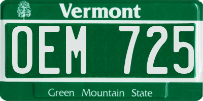 VT license plate OEM725