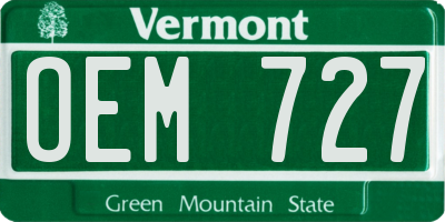 VT license plate OEM727