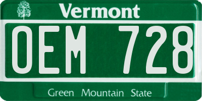 VT license plate OEM728