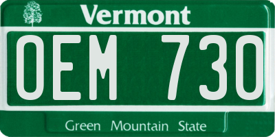 VT license plate OEM730