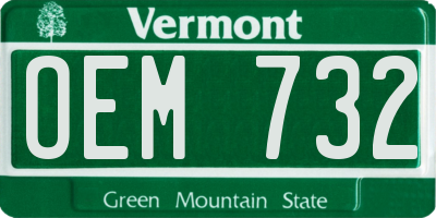 VT license plate OEM732