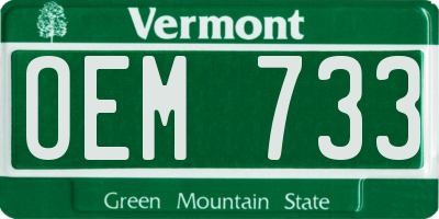 VT license plate OEM733