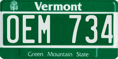 VT license plate OEM734