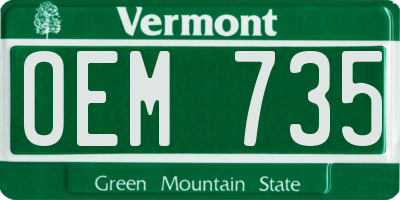 VT license plate OEM735