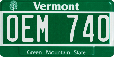 VT license plate OEM740