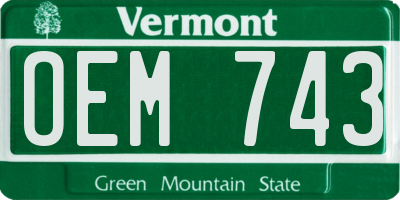VT license plate OEM743