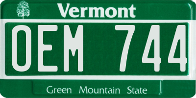 VT license plate OEM744