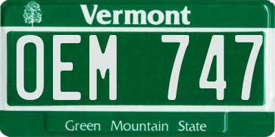 VT license plate OEM747