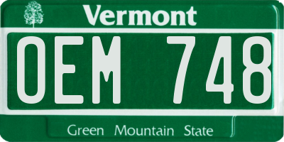 VT license plate OEM748