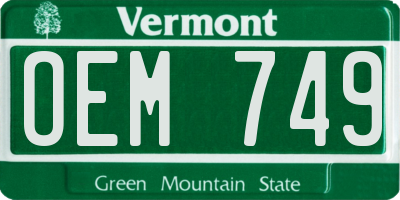 VT license plate OEM749