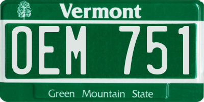 VT license plate OEM751