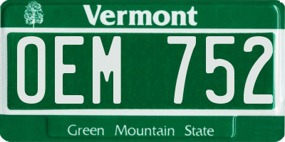 VT license plate OEM752
