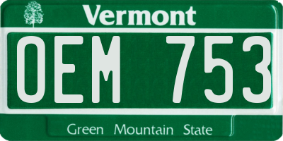 VT license plate OEM753