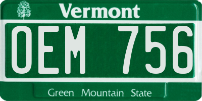 VT license plate OEM756