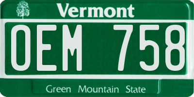 VT license plate OEM758