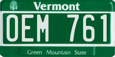 VT license plate OEM761