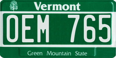 VT license plate OEM765