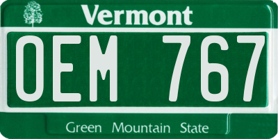 VT license plate OEM767