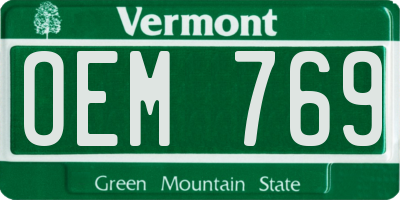 VT license plate OEM769