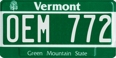 VT license plate OEM772