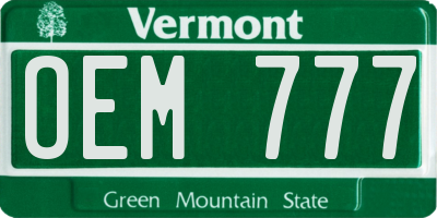 VT license plate OEM777