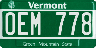 VT license plate OEM778