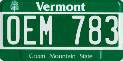 VT license plate OEM783
