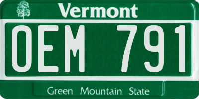VT license plate OEM791