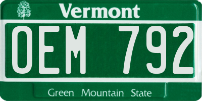 VT license plate OEM792
