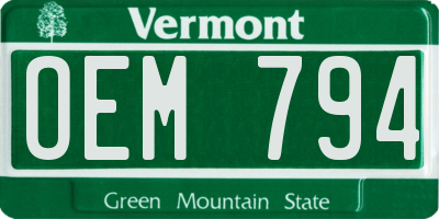 VT license plate OEM794