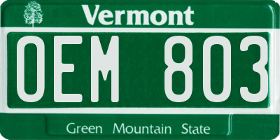 VT license plate OEM803