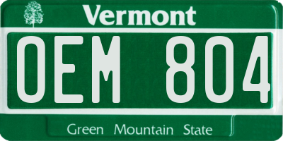VT license plate OEM804