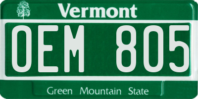 VT license plate OEM805