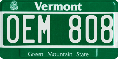 VT license plate OEM808