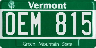 VT license plate OEM815