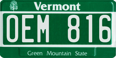 VT license plate OEM816