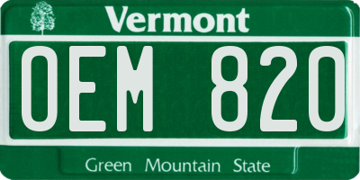 VT license plate OEM820
