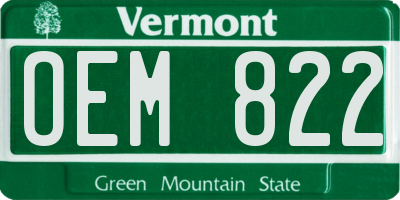VT license plate OEM822