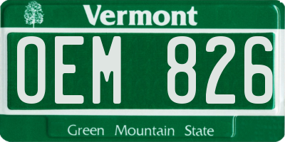 VT license plate OEM826