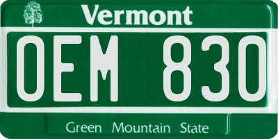 VT license plate OEM830