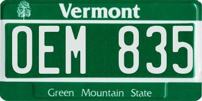 VT license plate OEM835